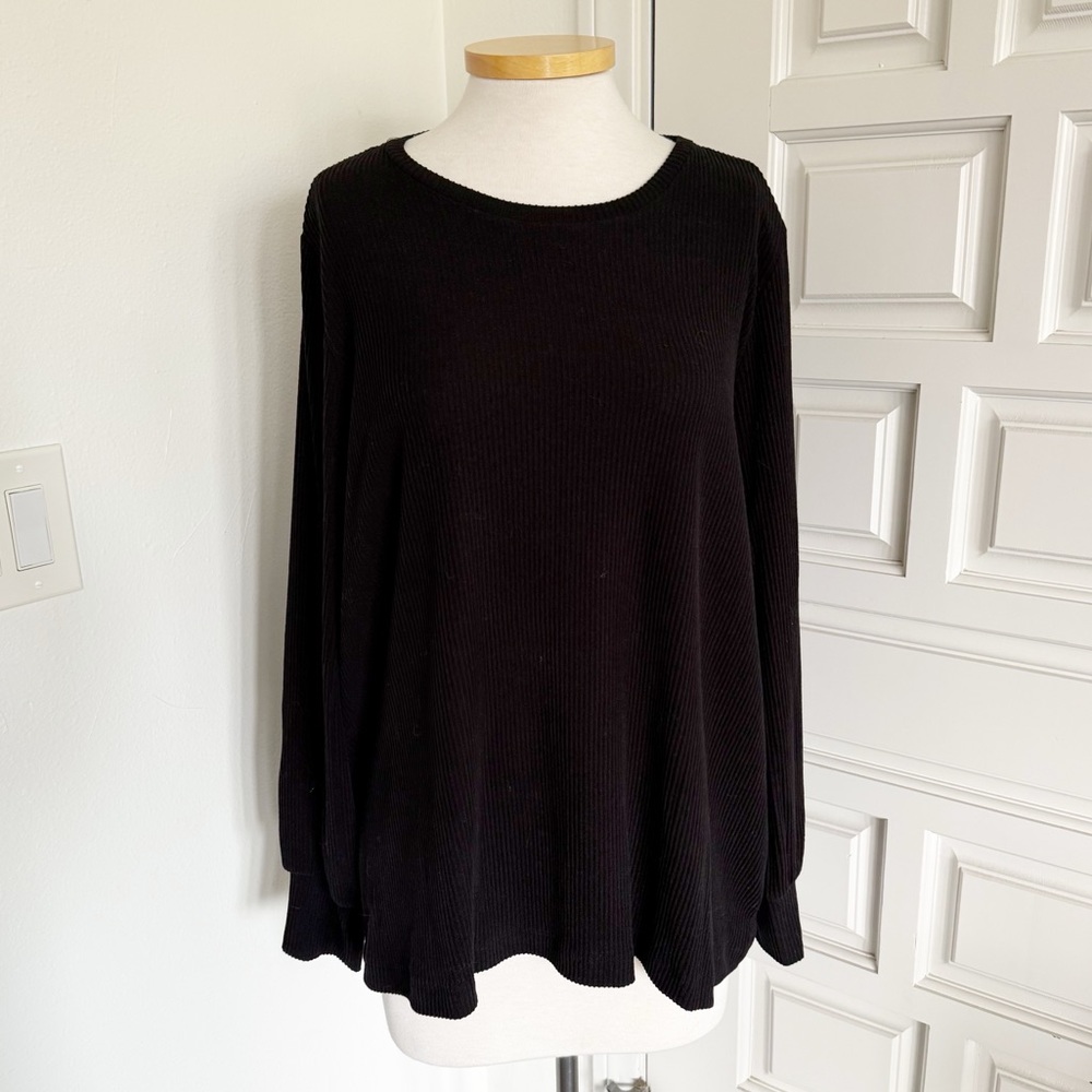 LC Lauren Conrad Black Ribbed Sweater Top Long Sleeve Size 3X